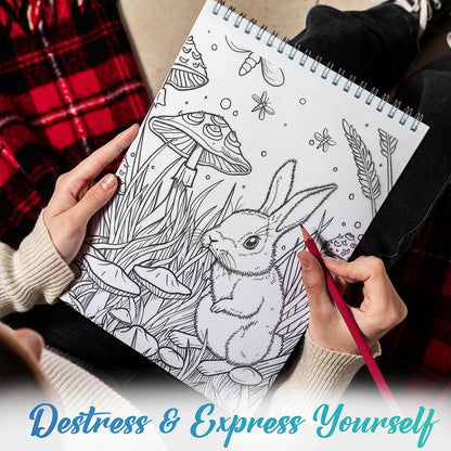 TPLHOUSE Woodland Creatures Coloring Book Spiral Bound for Adults