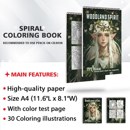 TPLHOUSE Woodland Spirit Coloring Sheets for Adults