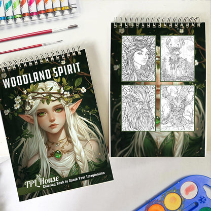 TPLHOUSE Woodland Spirit Spiral Coloring Book for Adults