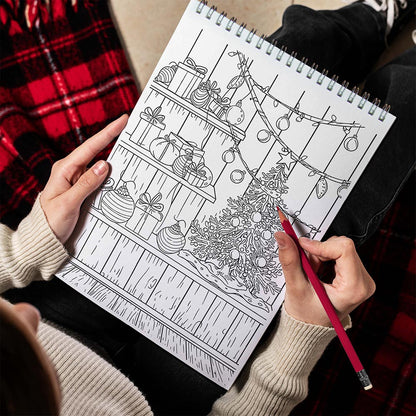 TPLHOUSE Xmas Corner Spiral Bound Coloring Book for Adult