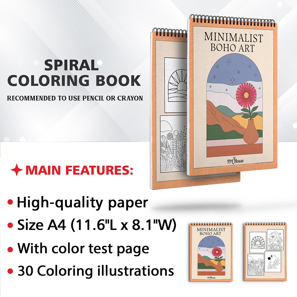 TPLHOUSE Minimalist Boho Art Coloring Sheets for Adults