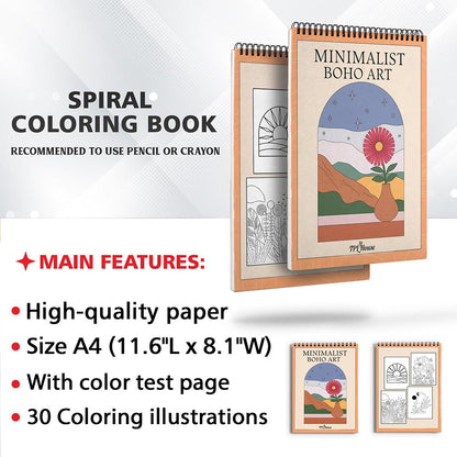 TPLHOUSE Minimalist Boho Art Coloring Sheets for Adults