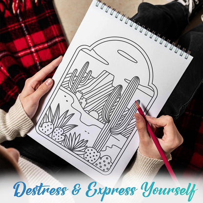 TPLHOUSE Minimalist Boho Coloring Book Spiral Bound for Adults