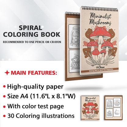 TPLHOUSE Minimalist Mushroom Coloring Sheets for Adults