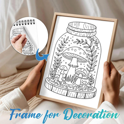 TPLHOUSE Minimalist Mushroom Spiral Bound Coloring Book for Adults