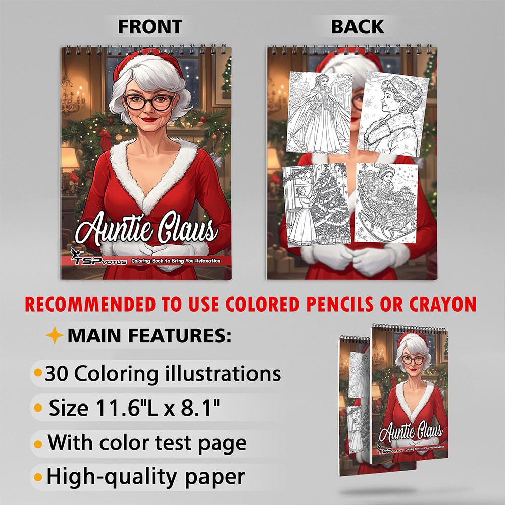 TSPVOTUS Auntie Claus Coloring Sheets for Adult