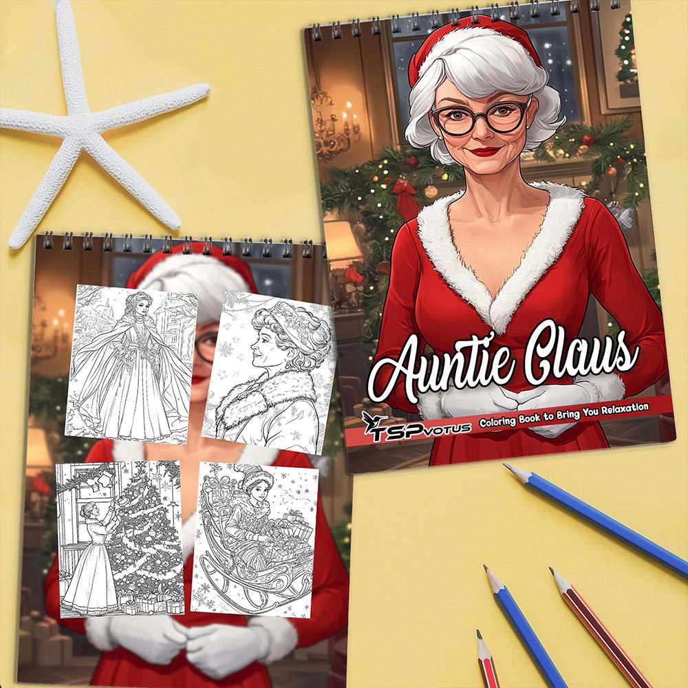 TSPVOTUS Auntie Claus Coloring Book Spiral Bound for Adult