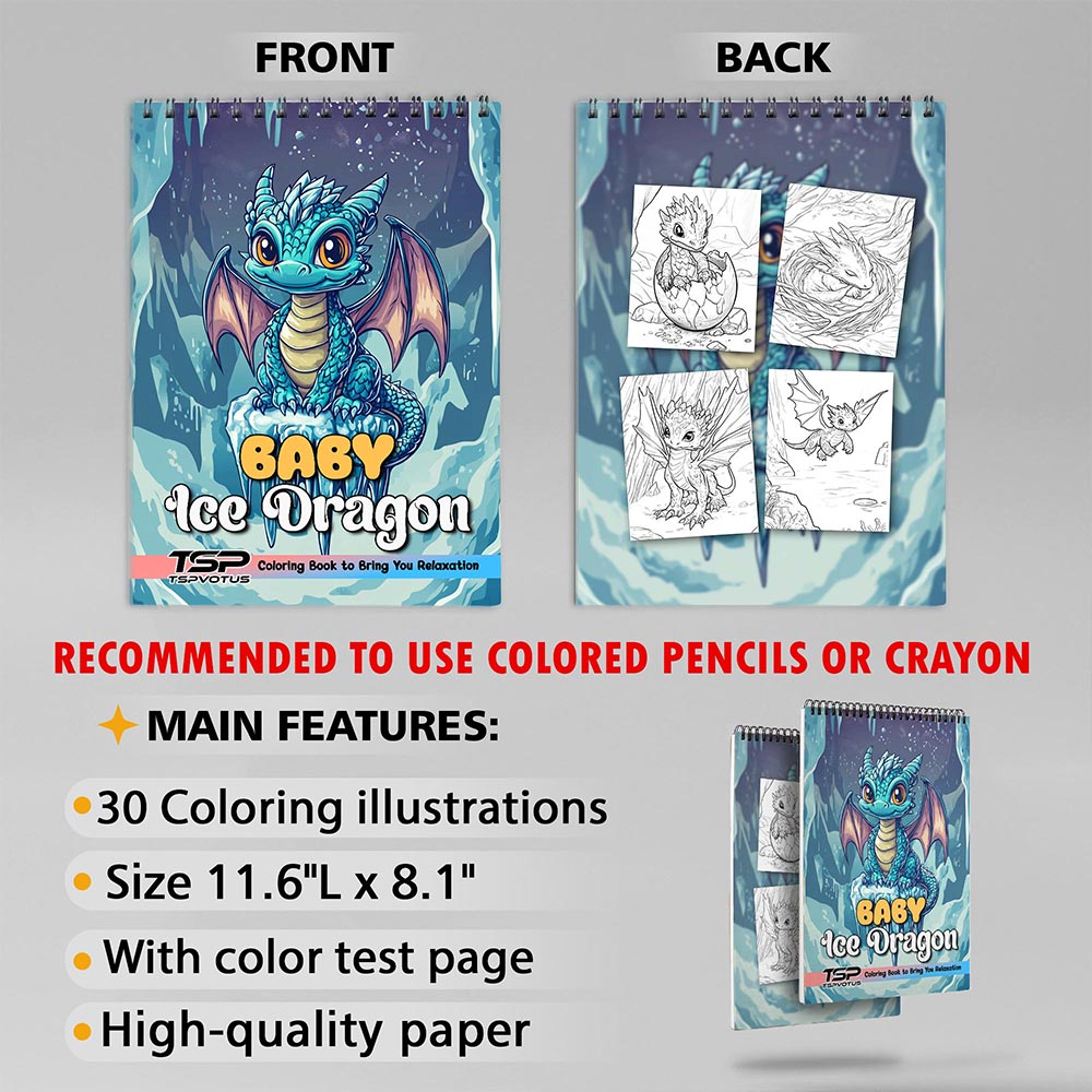 TSPVOTUS Baby Ice Dragon Coloring Sheets for Adult