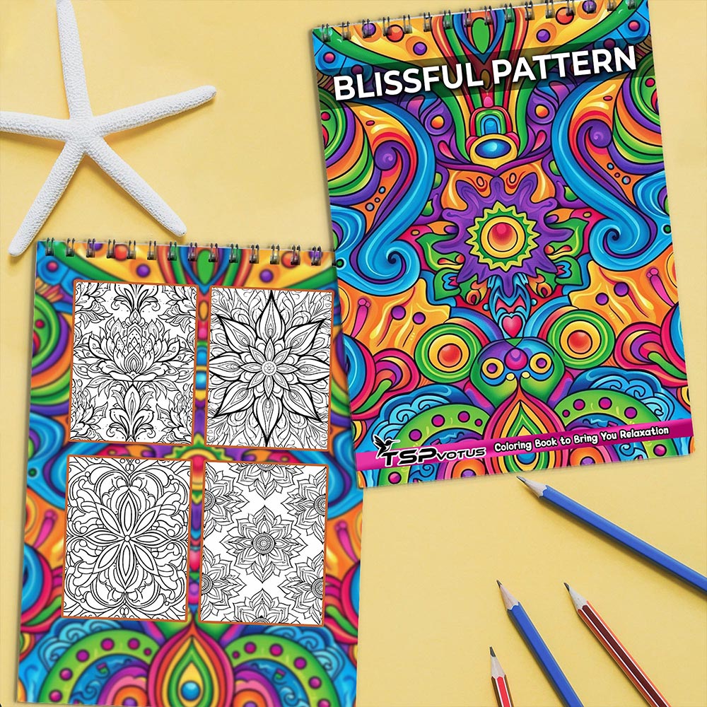 TSPVOTUS Blissful Pattern Coloring Book Spiral Bound for Adult