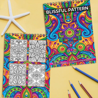TSPVOTUS Blissful Pattern Coloring Book Spiral Bound for Adult