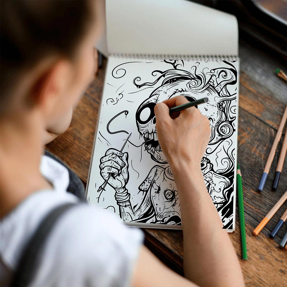 TSPVOTUS Creepy Puppet Spiral Coloring Book for Adult