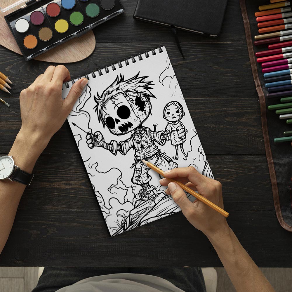 TSPVOTUS Creepy Puppet Spiral Bound Coloring Book for Adult