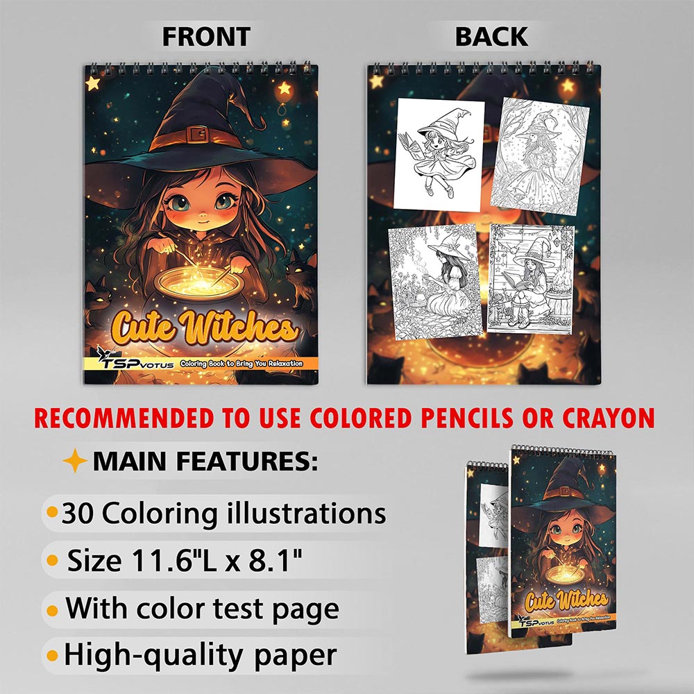 TSPVOTUS Cute Witches Coloring Sheets for Adult