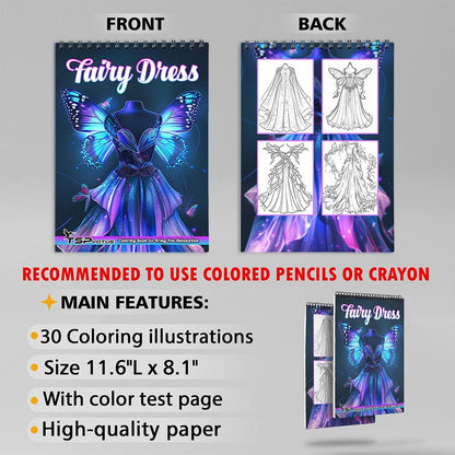 TSPVOTUS Fairy Dress Coloring Sheets  for Adult       