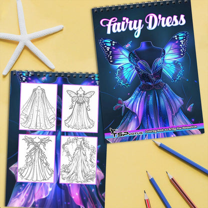 TSPVOTUS Fairy Dress Coloring Book Spiral Bound for Adult