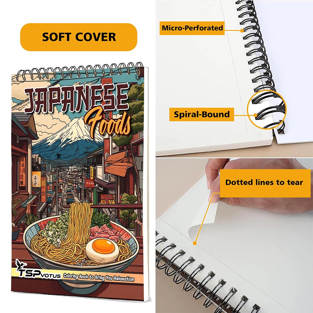 TSPVOTUS Japanese Foods Coloring Pages for Adult