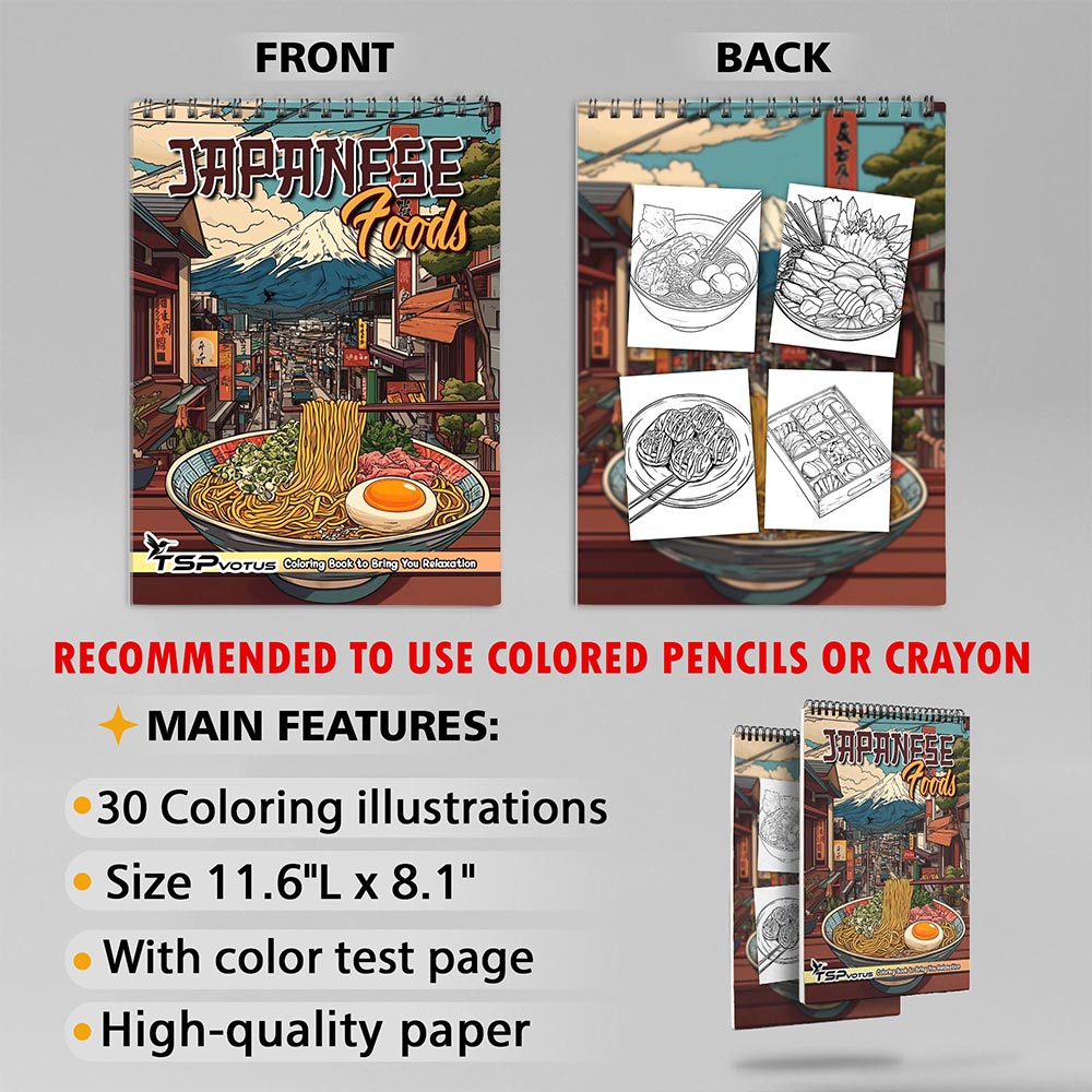 TSPVOTUS Japanese Foods Coloring Sheets for Adult