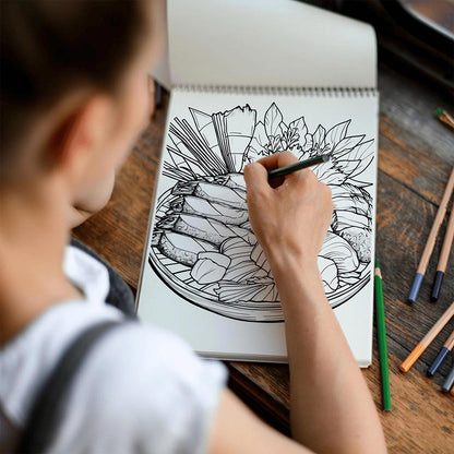 TSPVOTUS Japanese Foods Spiral Coloring Book for Adult