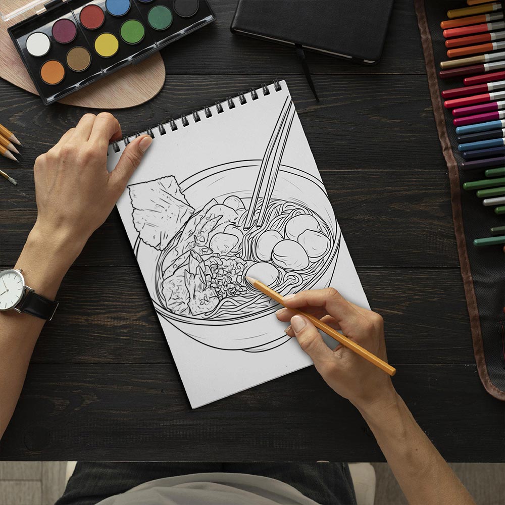 TSPVOTUS Japanese Foods Spiral Bound Coloring Book for Adult