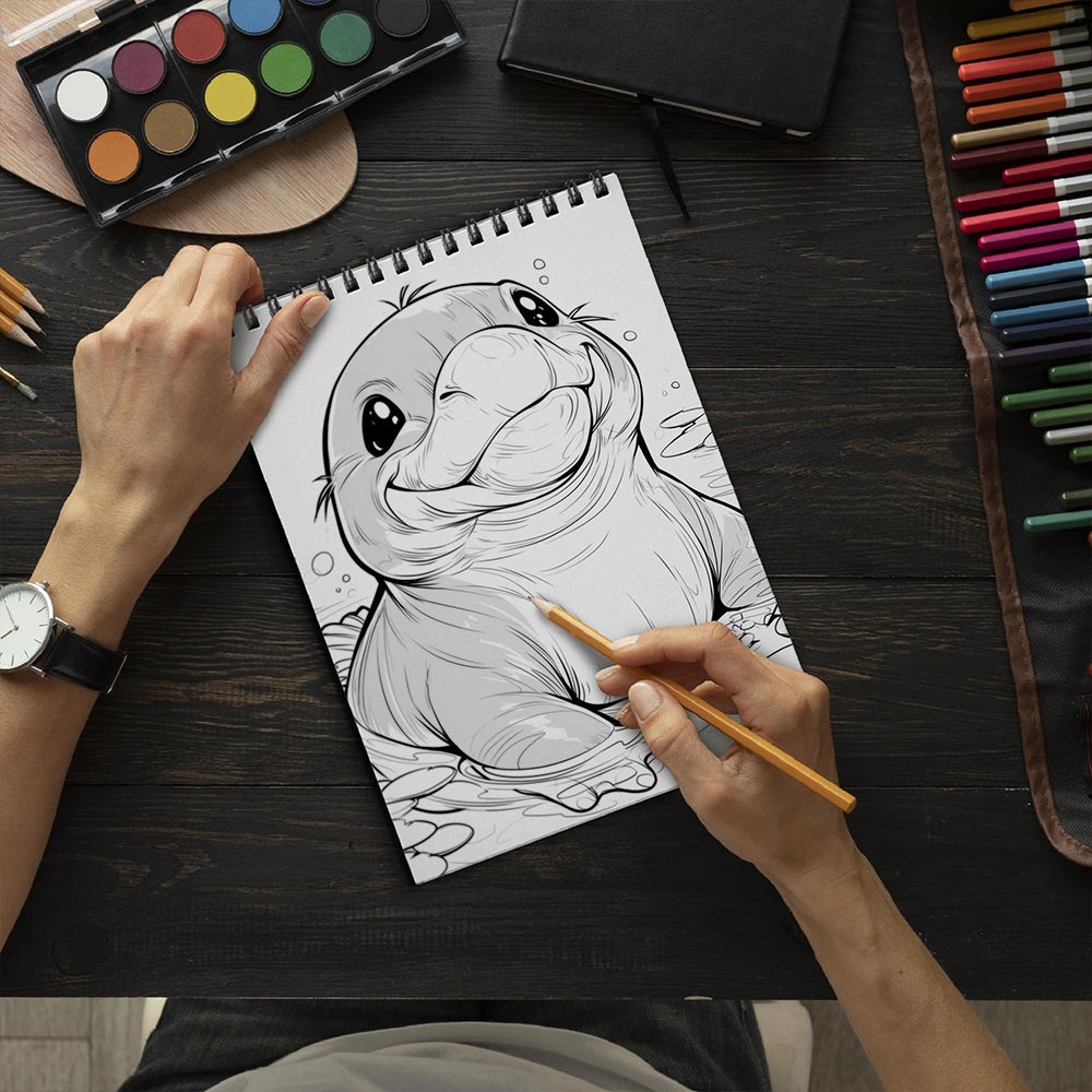 TSPVOTUS Little Platypus Spiral Bound Coloring Book for Adults