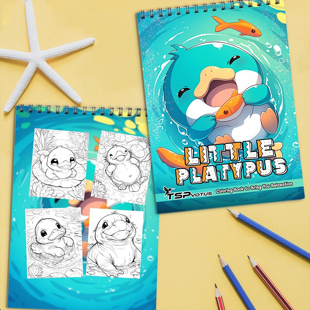 TSPVOTUS Little Platypus Coloring Book Spiral Bound for Adults