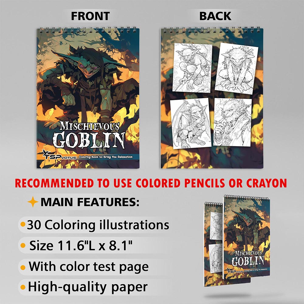 TSPVOTUS Mischievous Goblin Coloring Sheets for Adults