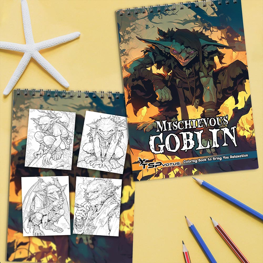 TSPVOTUS Mischievous Goblin Coloring Book Spiral Bound for Adults