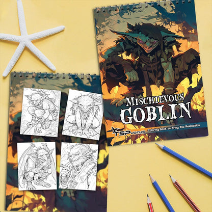 TSPVOTUS Mischievous Goblin Coloring Book Spiral Bound for Adults
