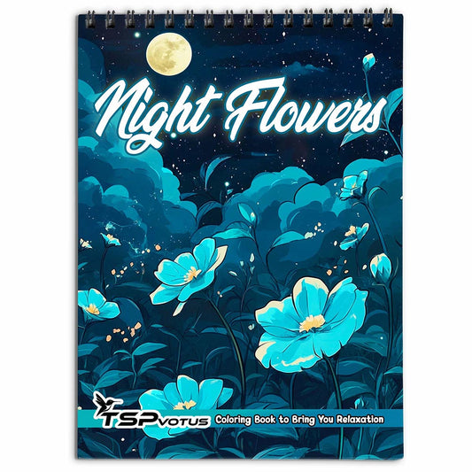 TSPVOTUS Night Flowers Coloring Book for Adult