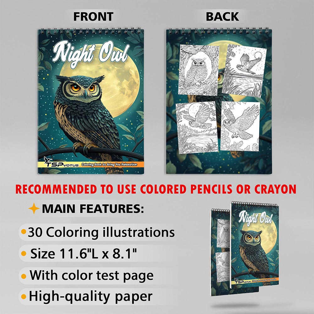 TSPVOTUS Night Owl Coloring Sheets for Adult