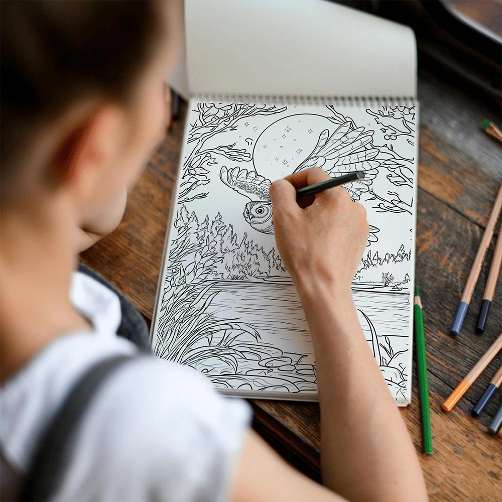 TSPVOTUS Night Owl Spiral Coloring Book for Adult