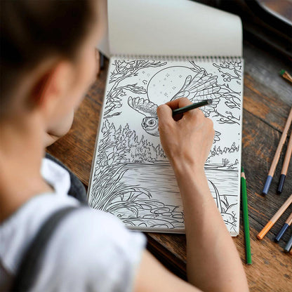 TSPVOTUS Night Owl Spiral Coloring Book for Adult