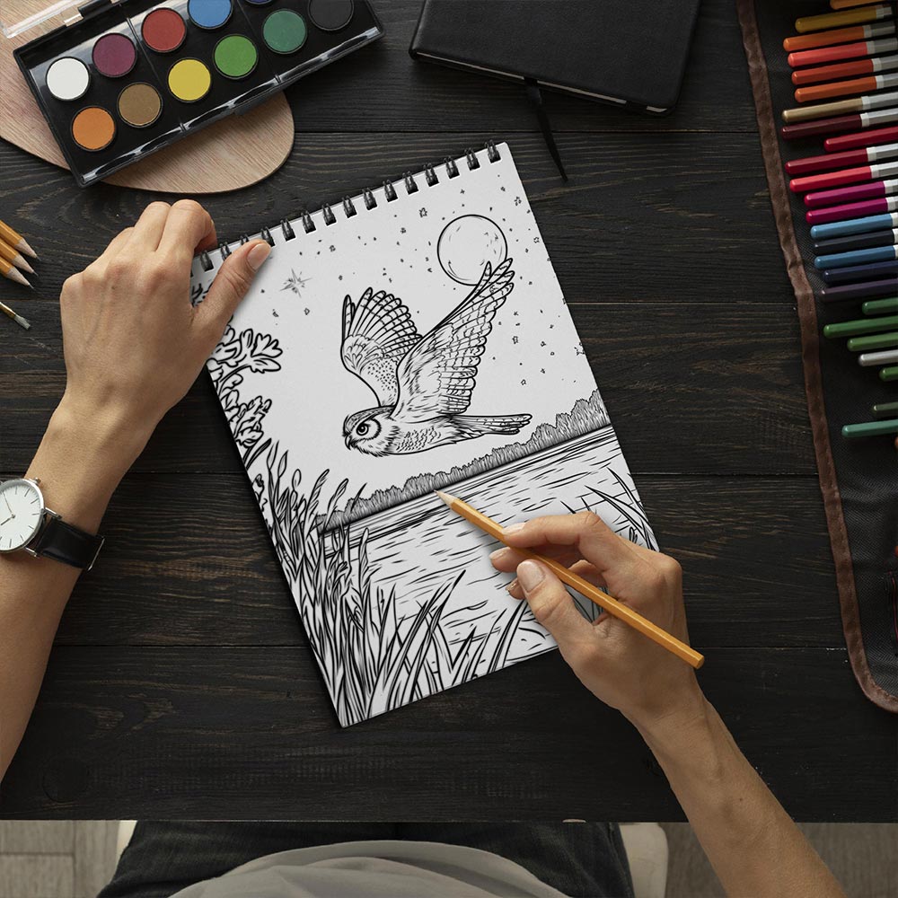 TSPVOTUS Night Owl Spiral Bound Coloring Book for Adult