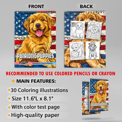 TSPVOTUS Patriotic Puppies Coloring Sheets for Adult