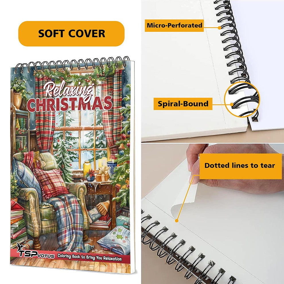 TSPVOTUS Relaxing Christmas Coloring Book for Adult, Spiral Bound, Sof ...