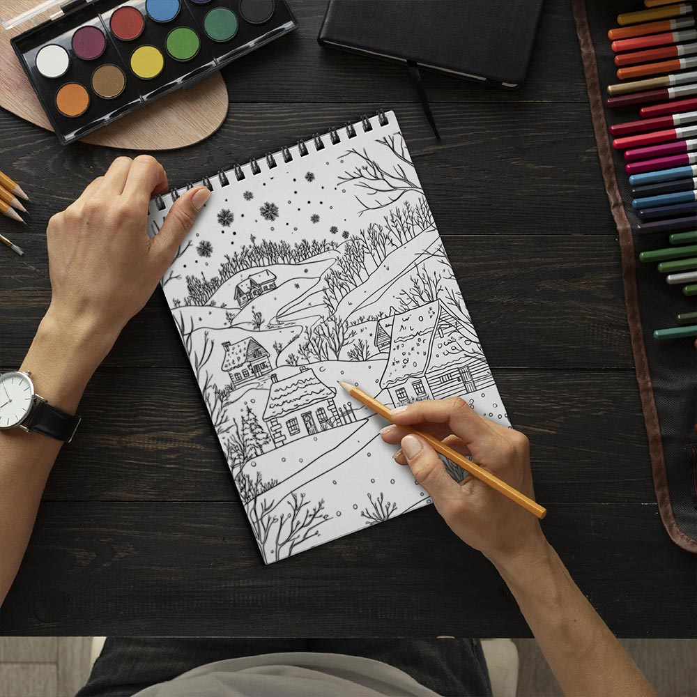TSPVOTUS Snowy Day Spiral Bound Coloring Book for Adult