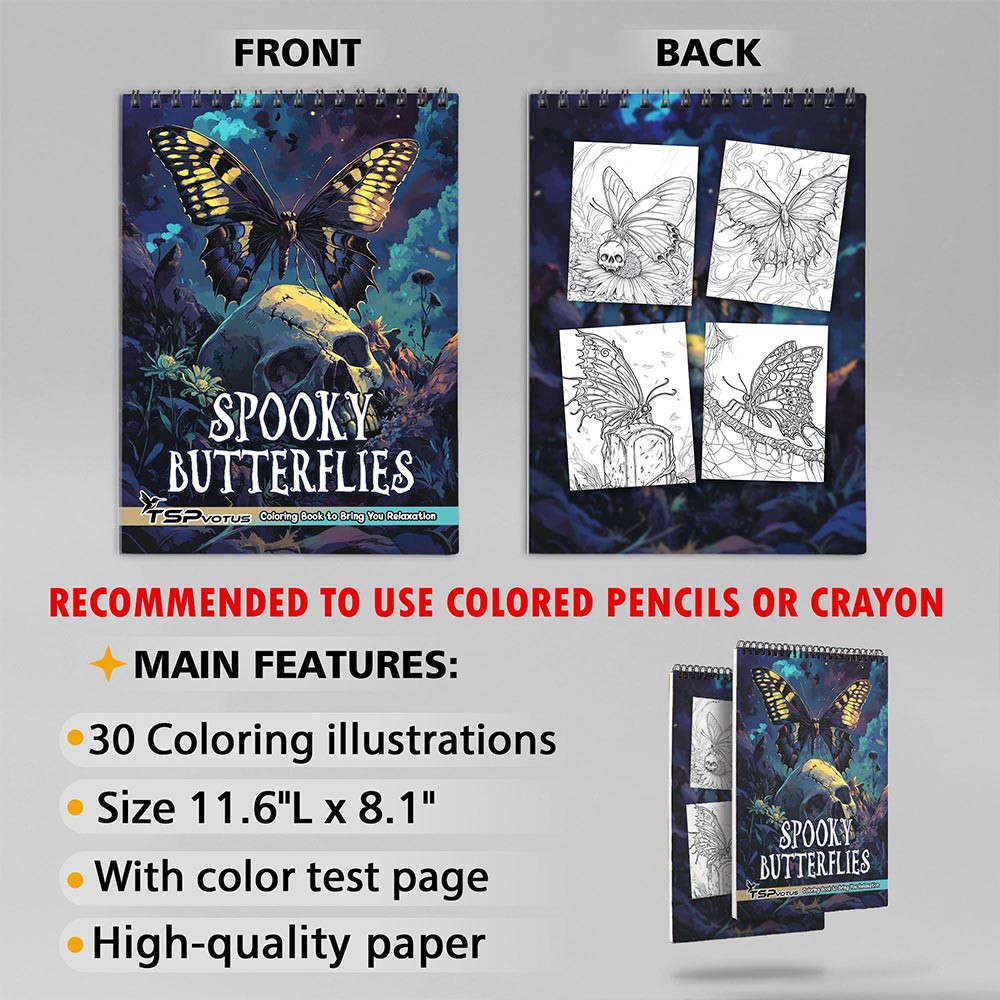 TSPVOTUS Spooky Butterflies Coloring Sheets for Adult