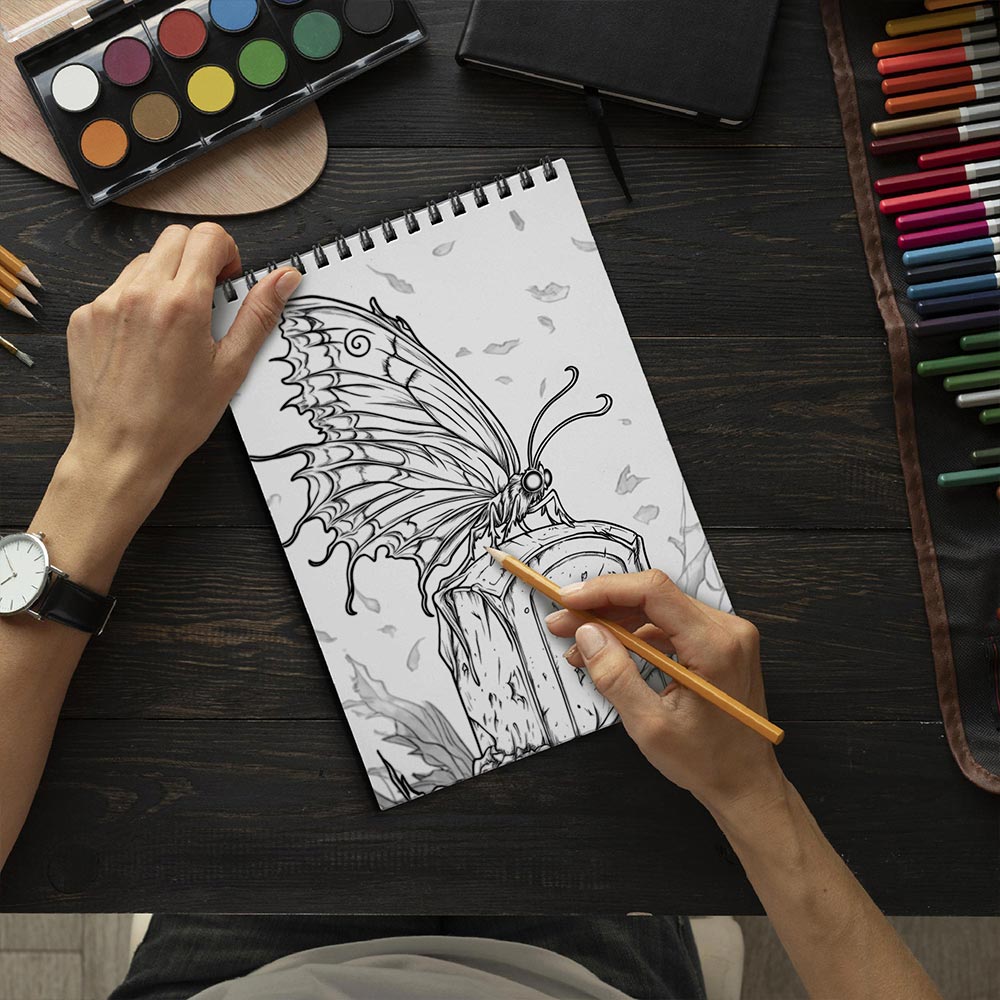 TSPVOTUS Spooky Butterflies Spiral Bound Coloring Book for Adult