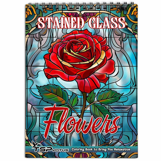 TSPVOTUS Stained Glass Flowers Coloring Book for Adult