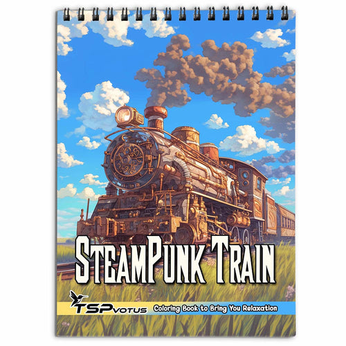 TSPVOTUS Steampunk Train Coloring Book for Adults