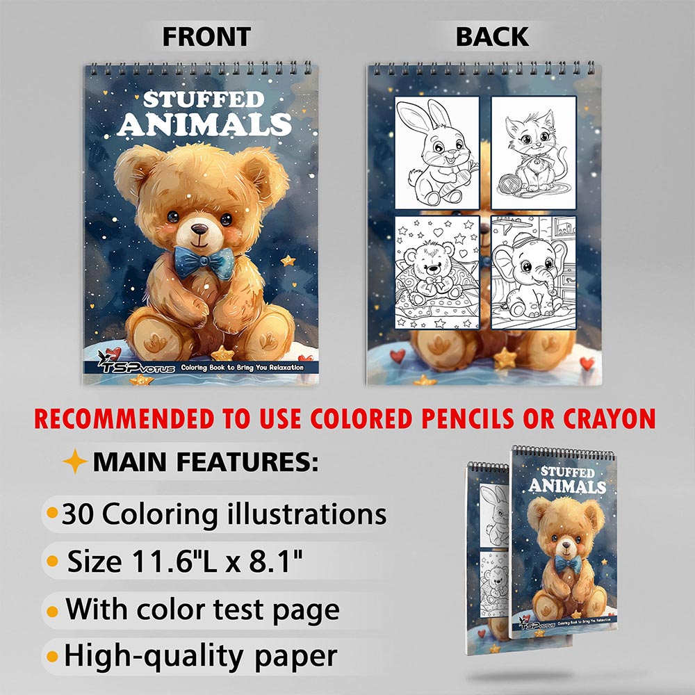 TSPVOTUS Stuffed Animals Coloring Sheets for Adult