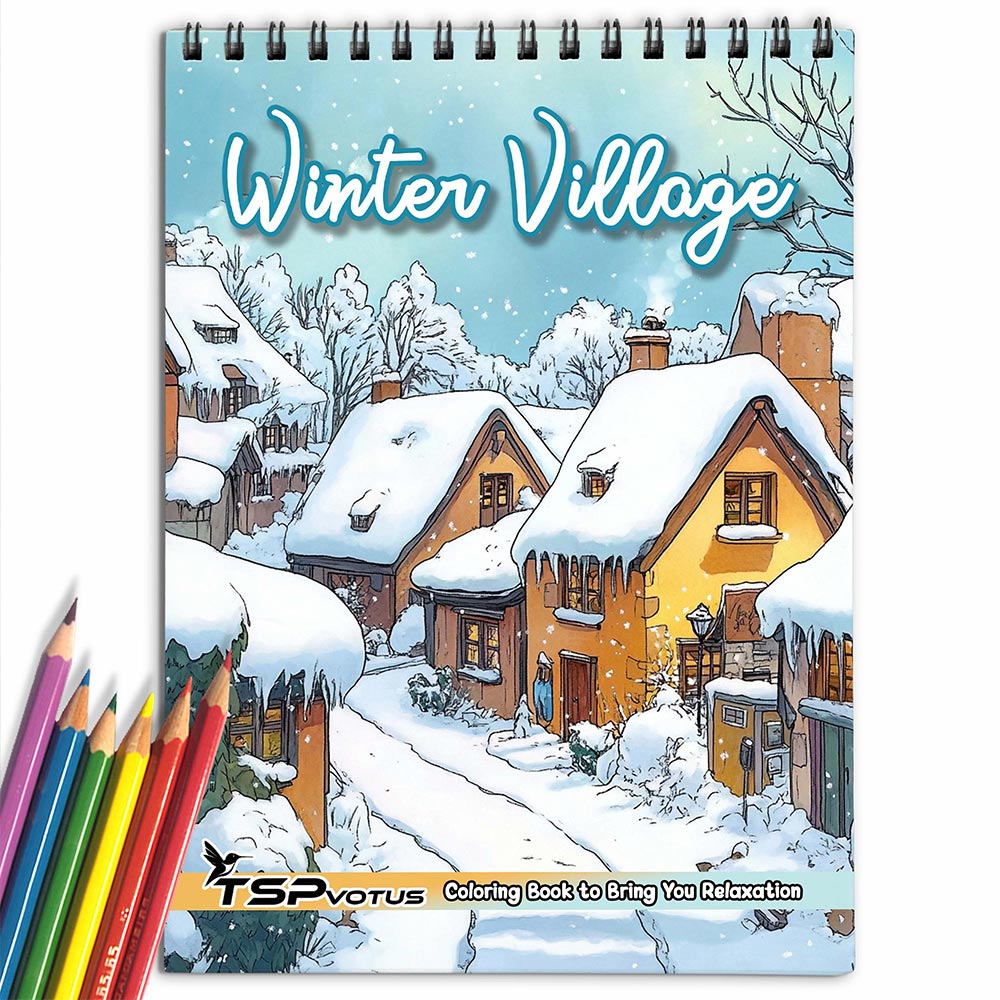 TSPVOTUS Winter Village Coloring Book for Adult