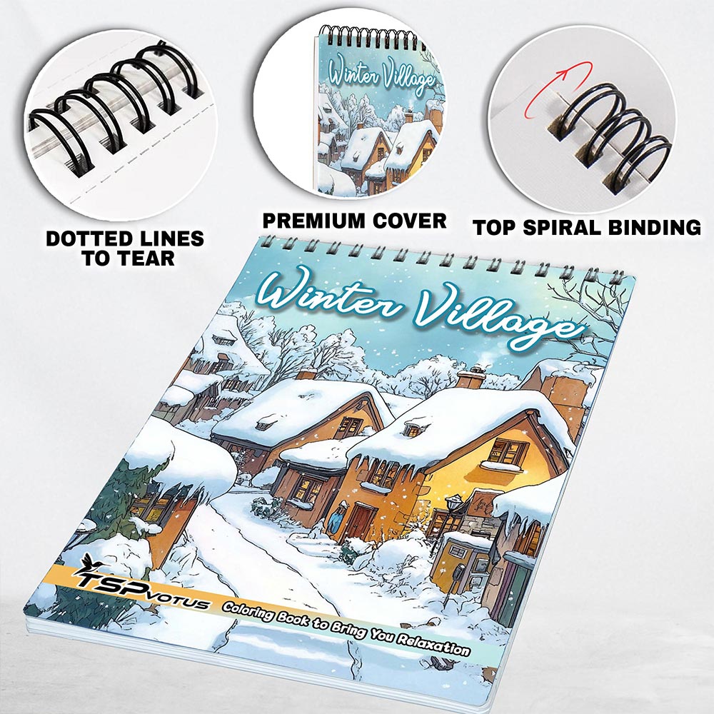 TSPVOTUS Winter Village Coloring Pages for Adult