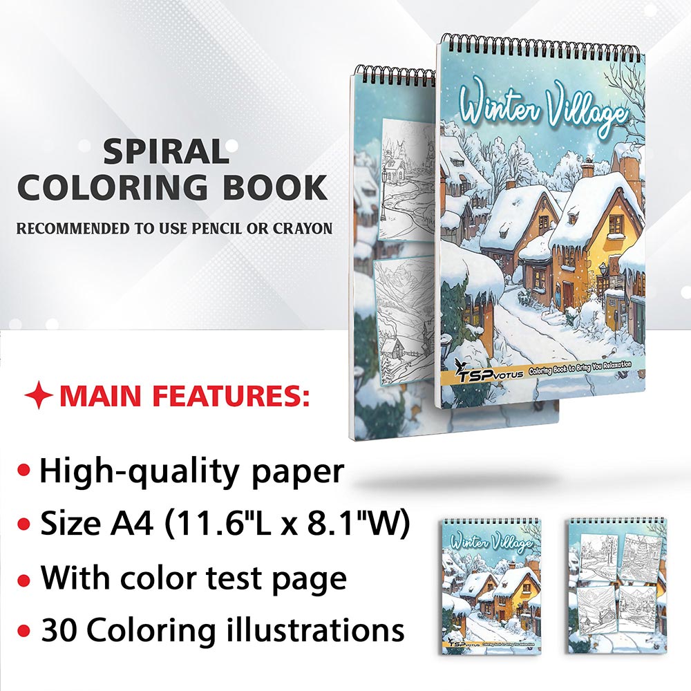 TSPVOTUS Winter Village Coloring Sheets for Adult