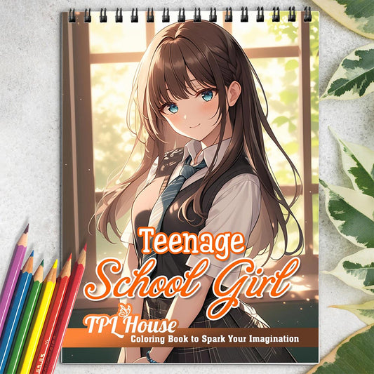 Teenage School Girl Coloring Book for Adult