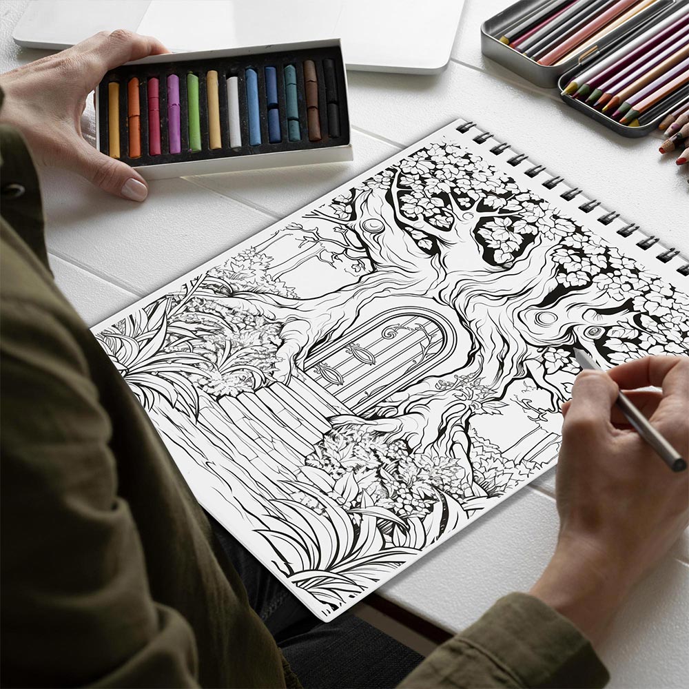 Netecom Whimsical Entrances Coloring Book Spiral Bound for Adults
