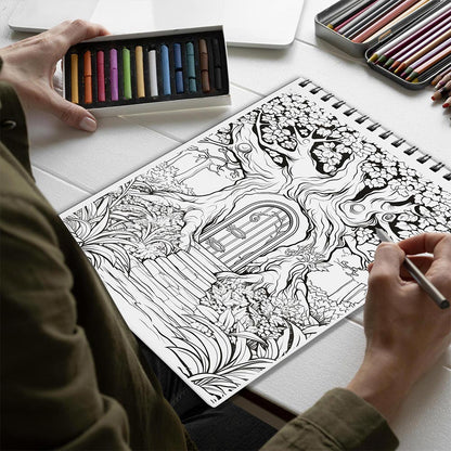 Netecom Whimsical Entrances Coloring Book Spiral Bound for Adults