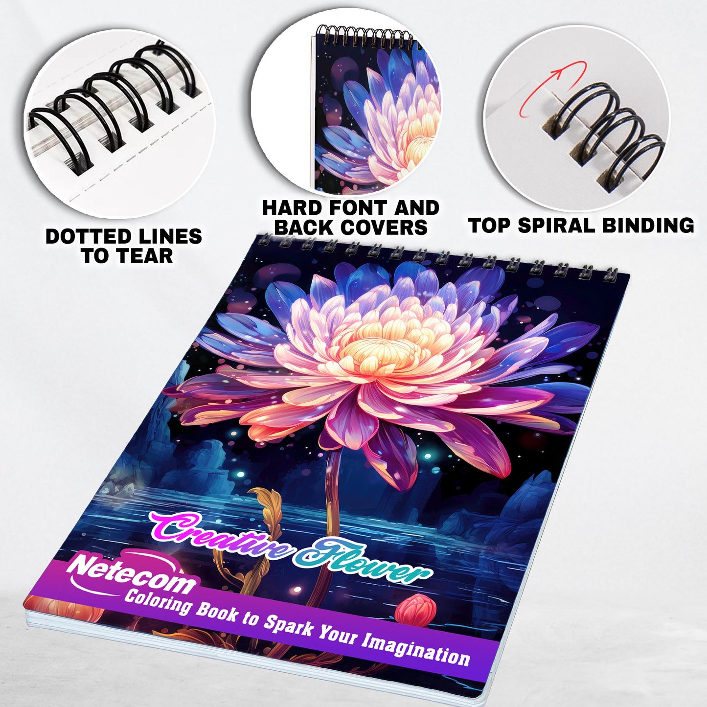 Creative Flower Spiral Bound Coloring Book: Explore 30 Captivating Flower Coloring Pages in this Creative Coloring Book