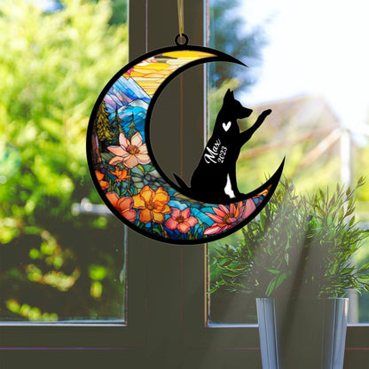 Netecom Personalized German Shepherd Memorial Suncatcher, Beagle Christmas Ornament with Name Date, Dog Memorial Ornament Loss of Pet Sympathy Gift, Pet Loss Stained Glass