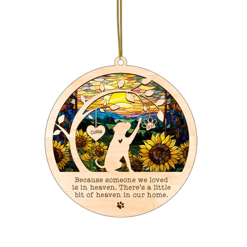 Netecom Personalized Boxer Dog Memorial Suncatcher Boxer Dog Christmas Ornament with Name Date Pet Loss Sun Catcher Bereavement Gift Dog Memorial Ornament Loss of Pet Sympathy Gift